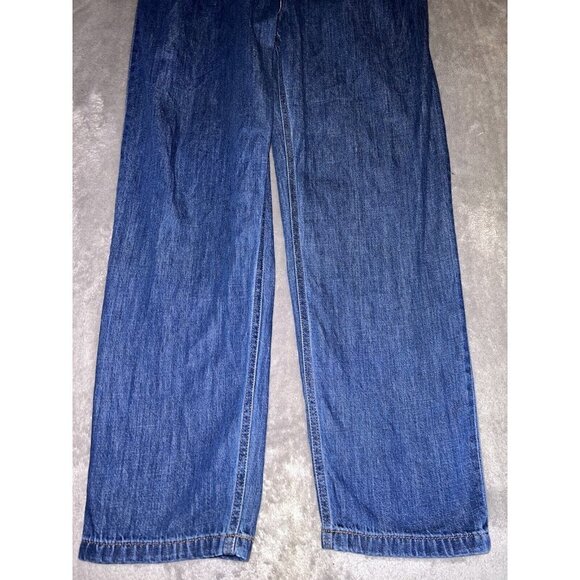 UNIQLO Jeans Retro Relax Fit Wide Leg High Rise Tapered Belted Blue Jeans - Picture 4 of 11